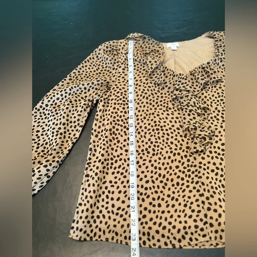 J. Crew Tan and Black Polka Dot Blouse